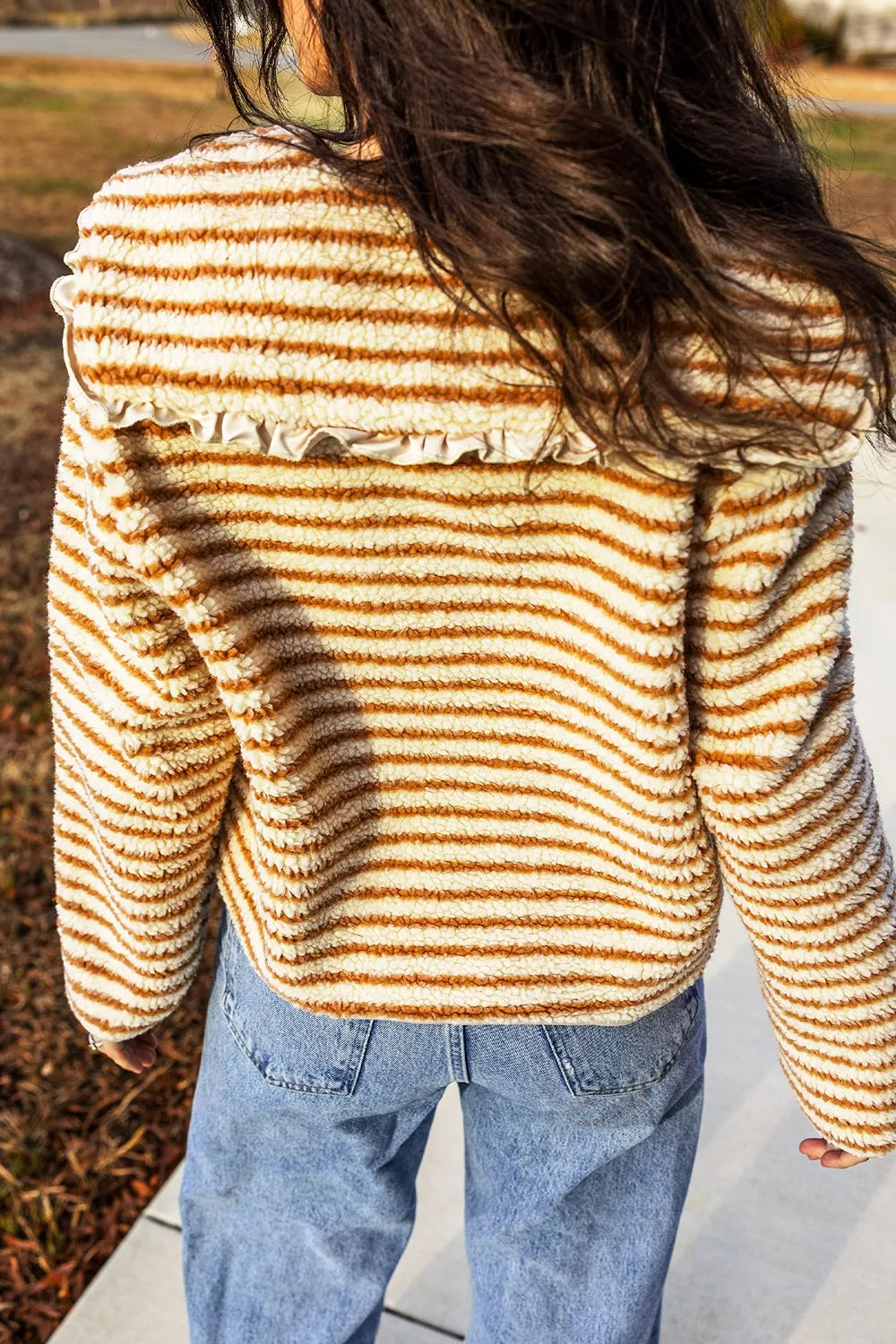 Striped fleece jacket, back collar