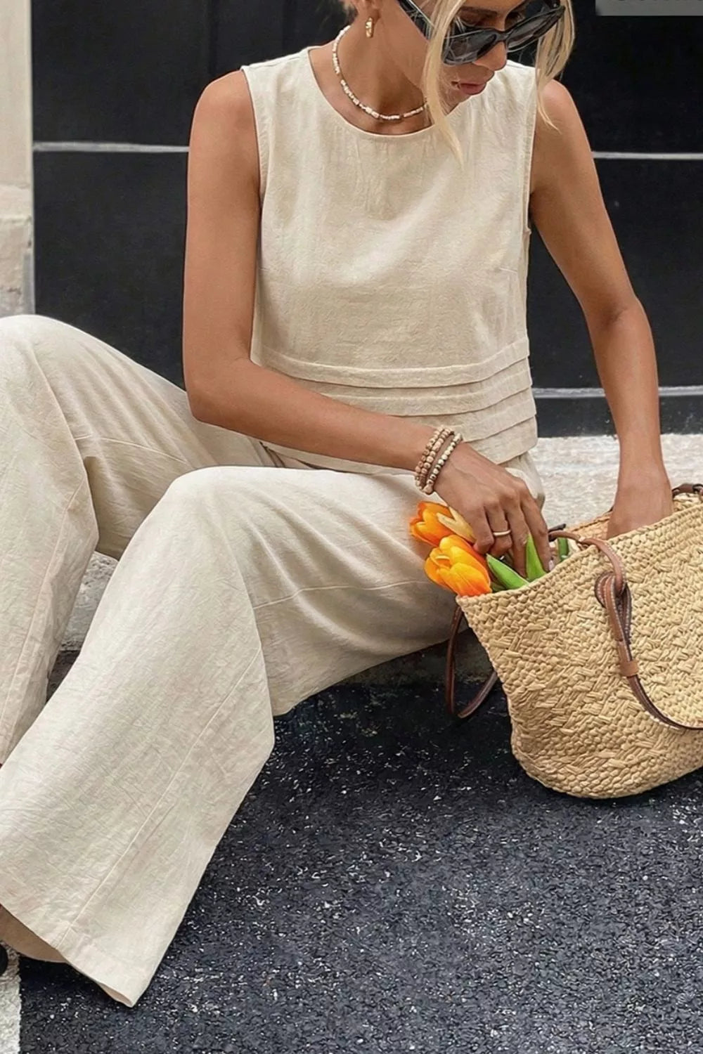 Trendsi Sleeveless Top and Wide-Leg Pants Set -