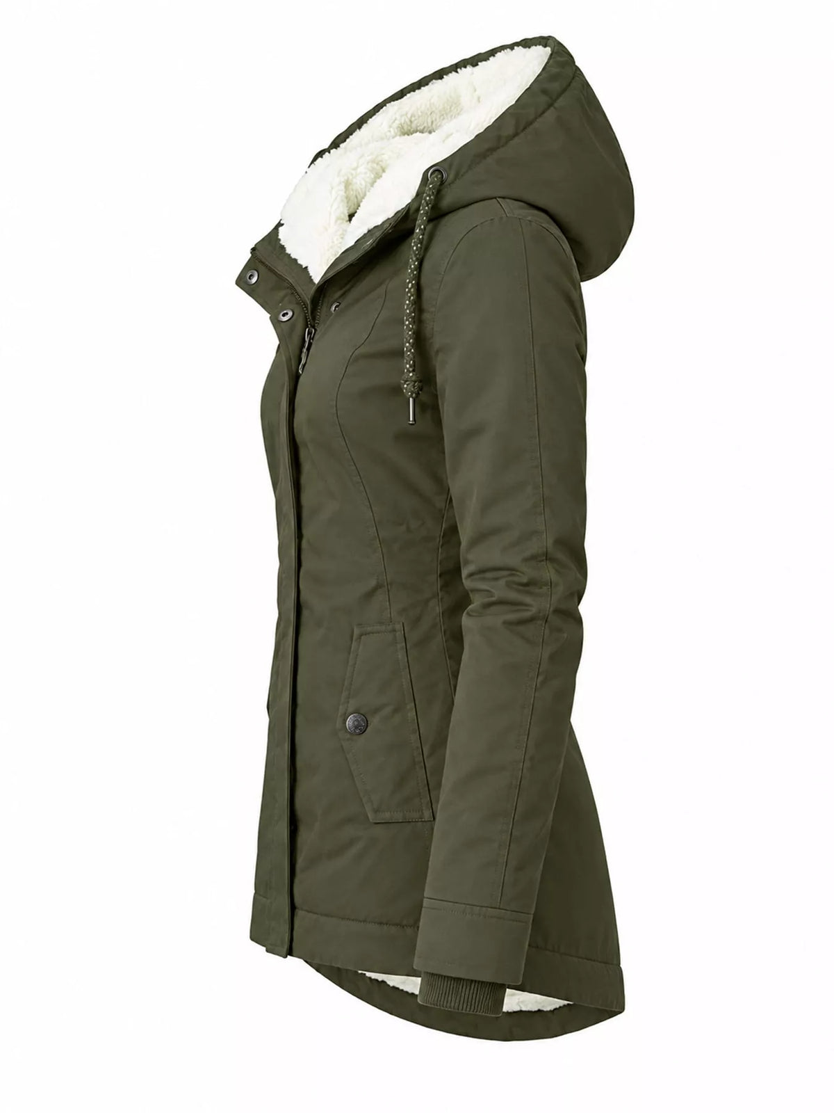 Sherpa-Lined Hooded Jacket — side view