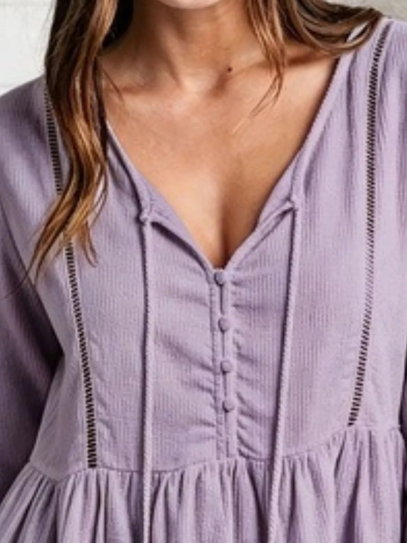 Trendsi Tassel Drawstring Long Sleeve Peplum Top -