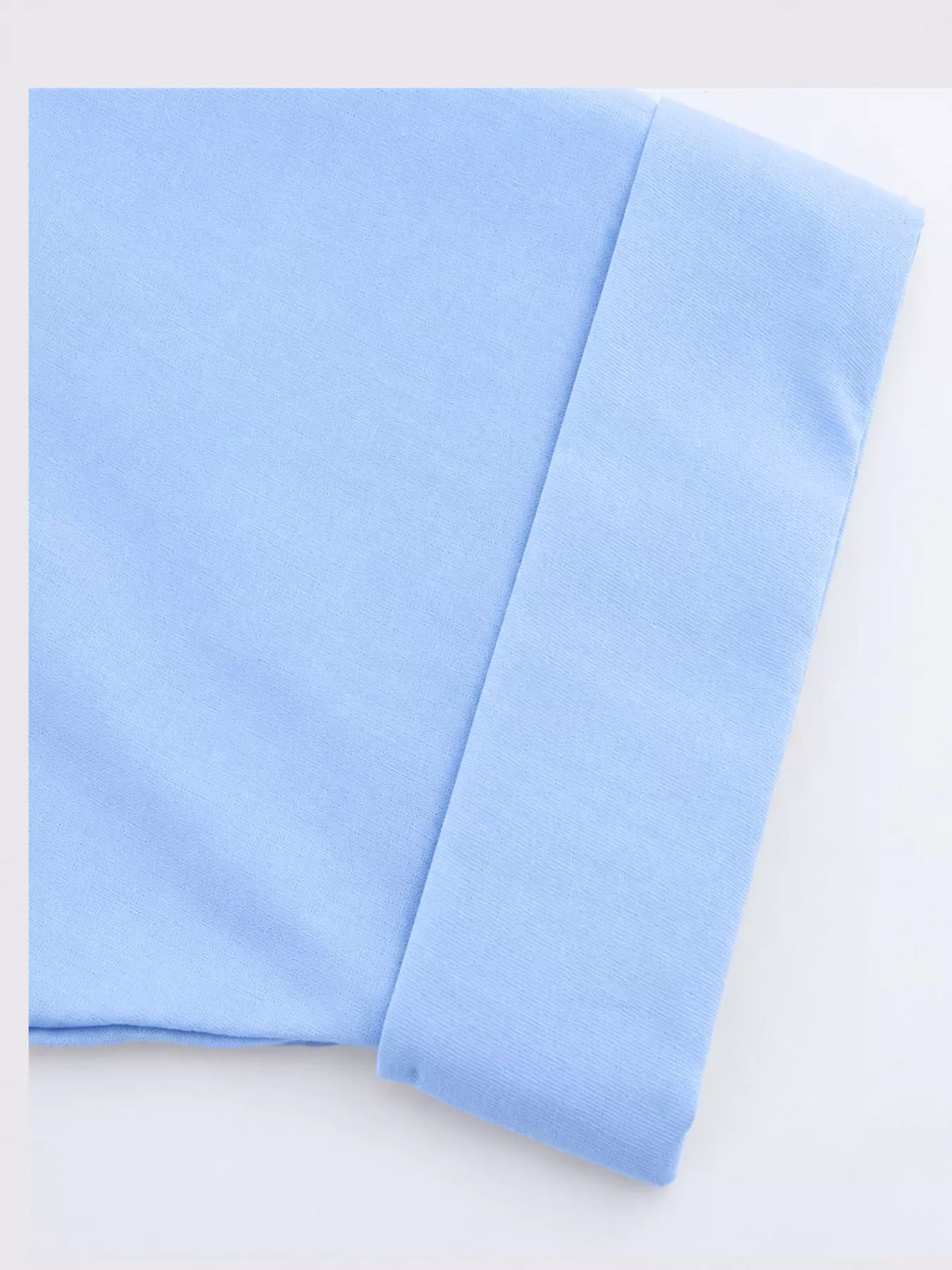 Blue button-up three-quarter sleeve shirt