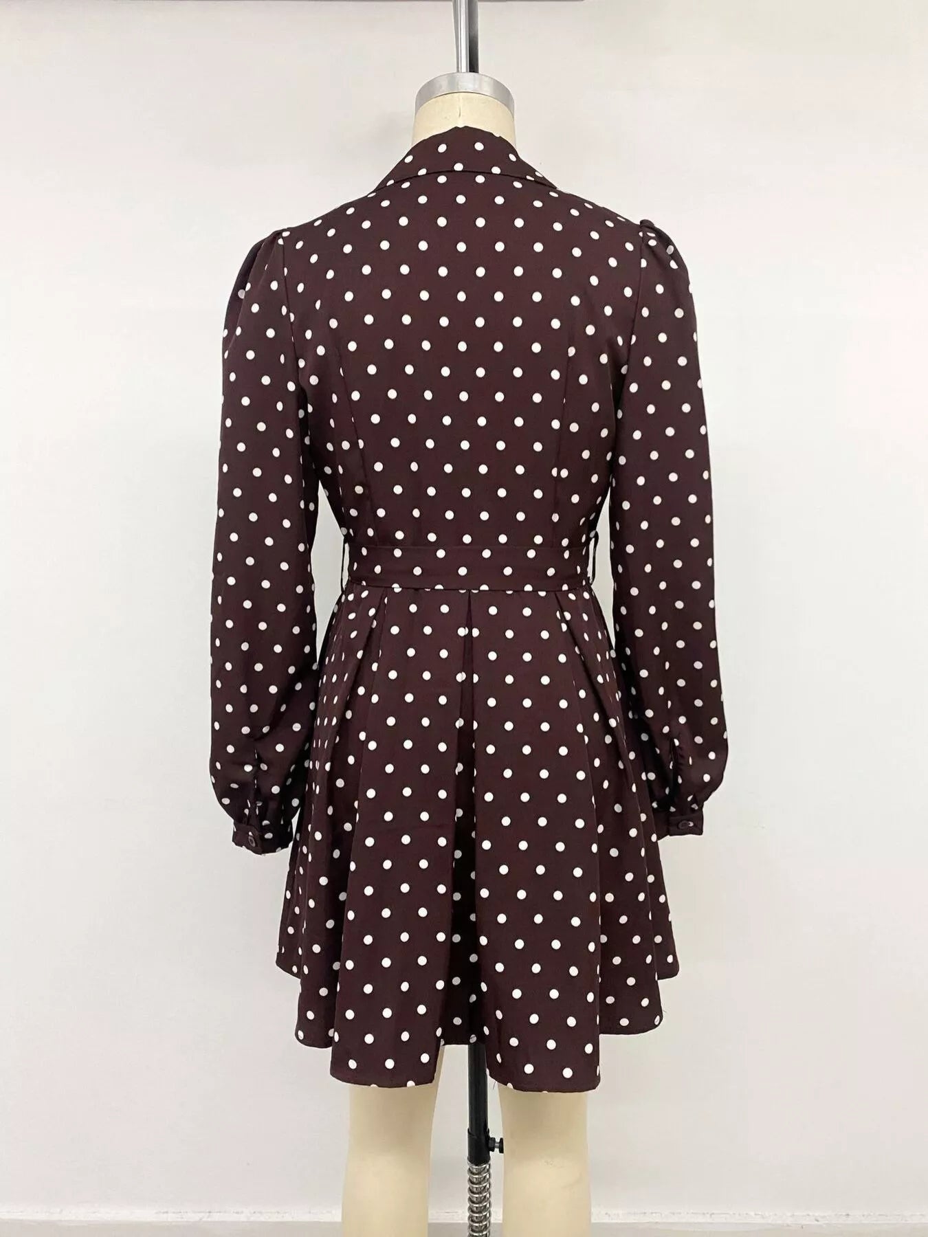 Trendsi Polka Dot Long Sleeve Shirt Dress -