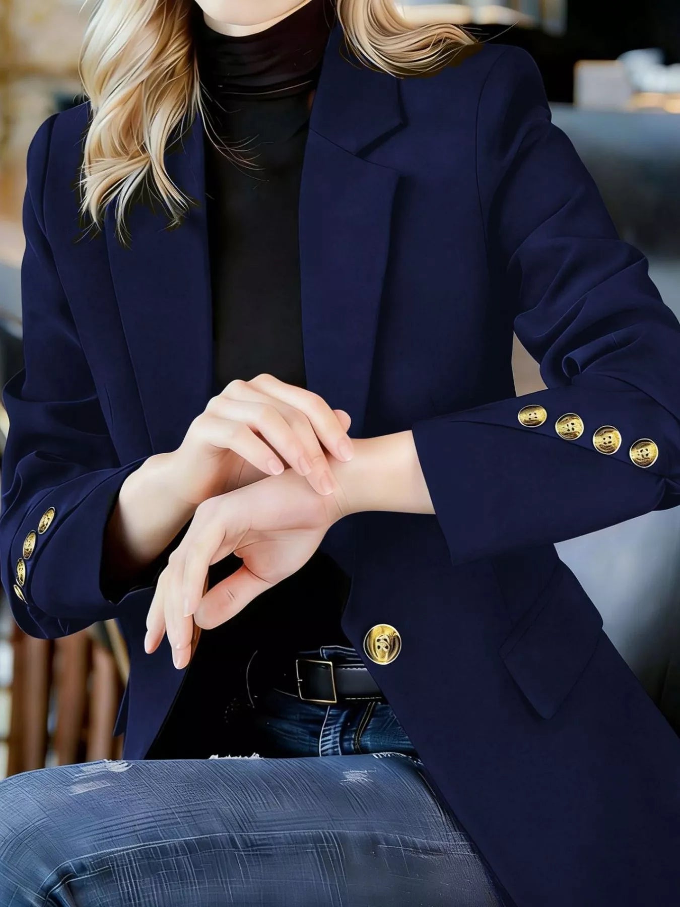 Trendsi Full Size One Button Lapel Collar Blazer Plus Size -