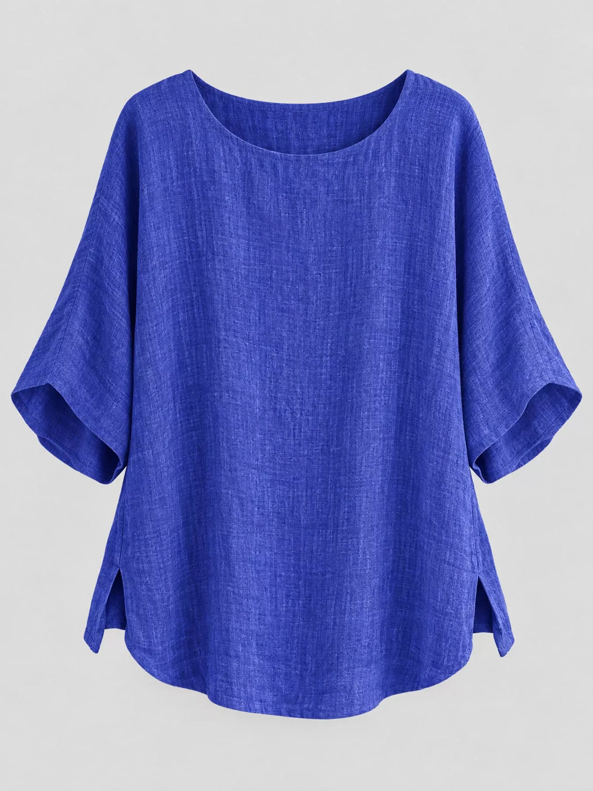 Slit blouse, blue flat lay