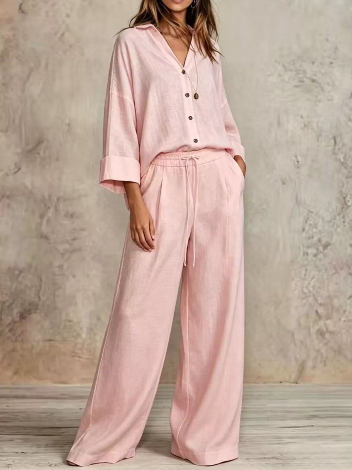Shirt and pants set, pink set front