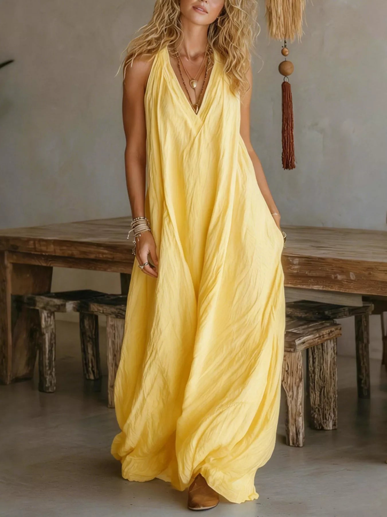 Trendsi Full Size Sleeveless Flowy Maxi Dress Plus Size -