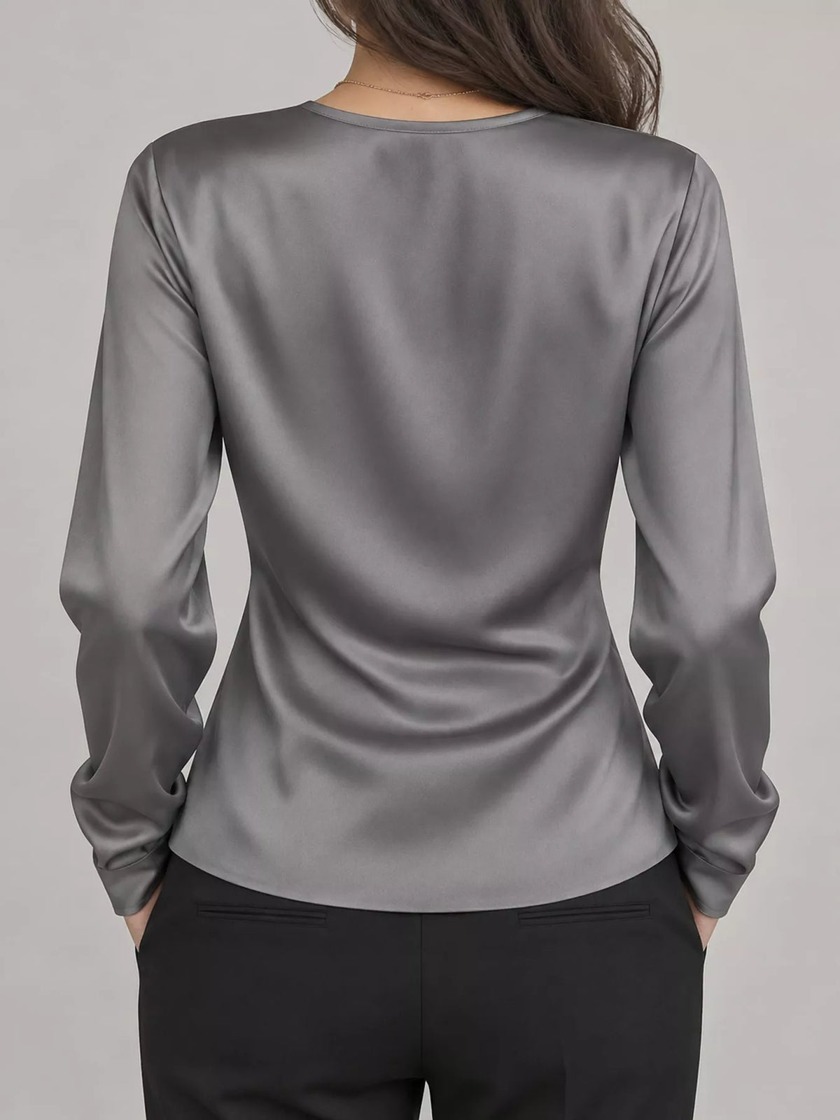 Surplice blouse, gray back