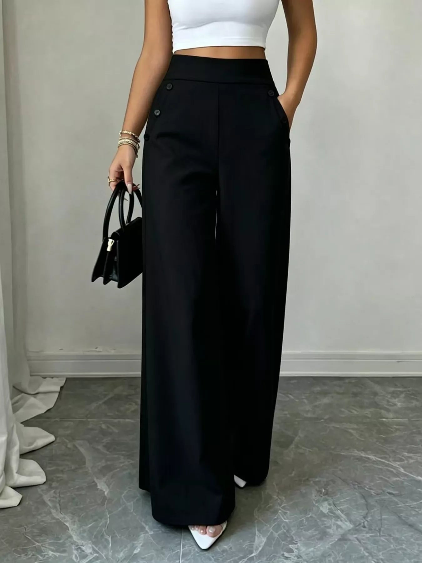Trendsi High-Waisted Wide-Leg Pants -