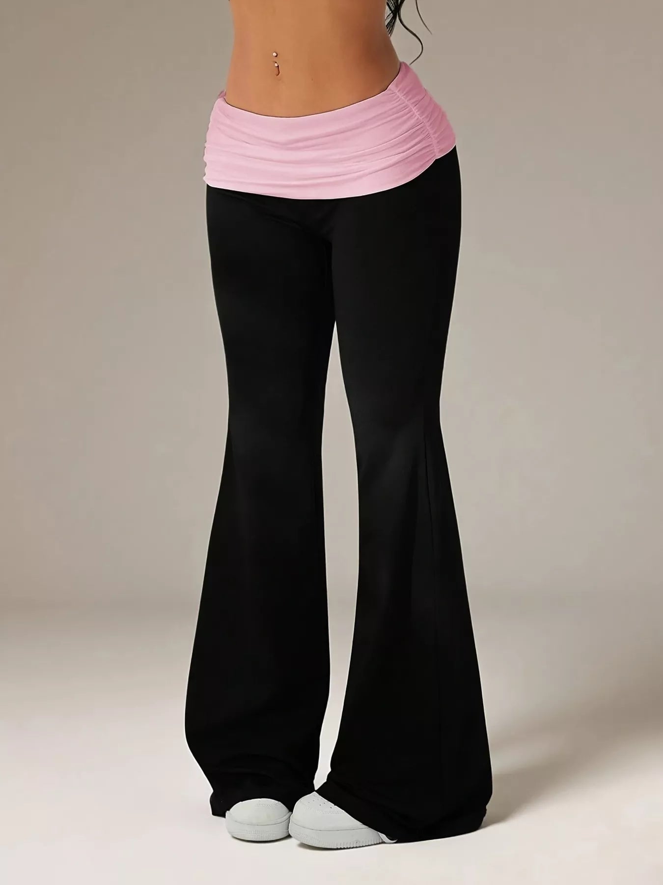 Women's high-waisted polka dot flare pants