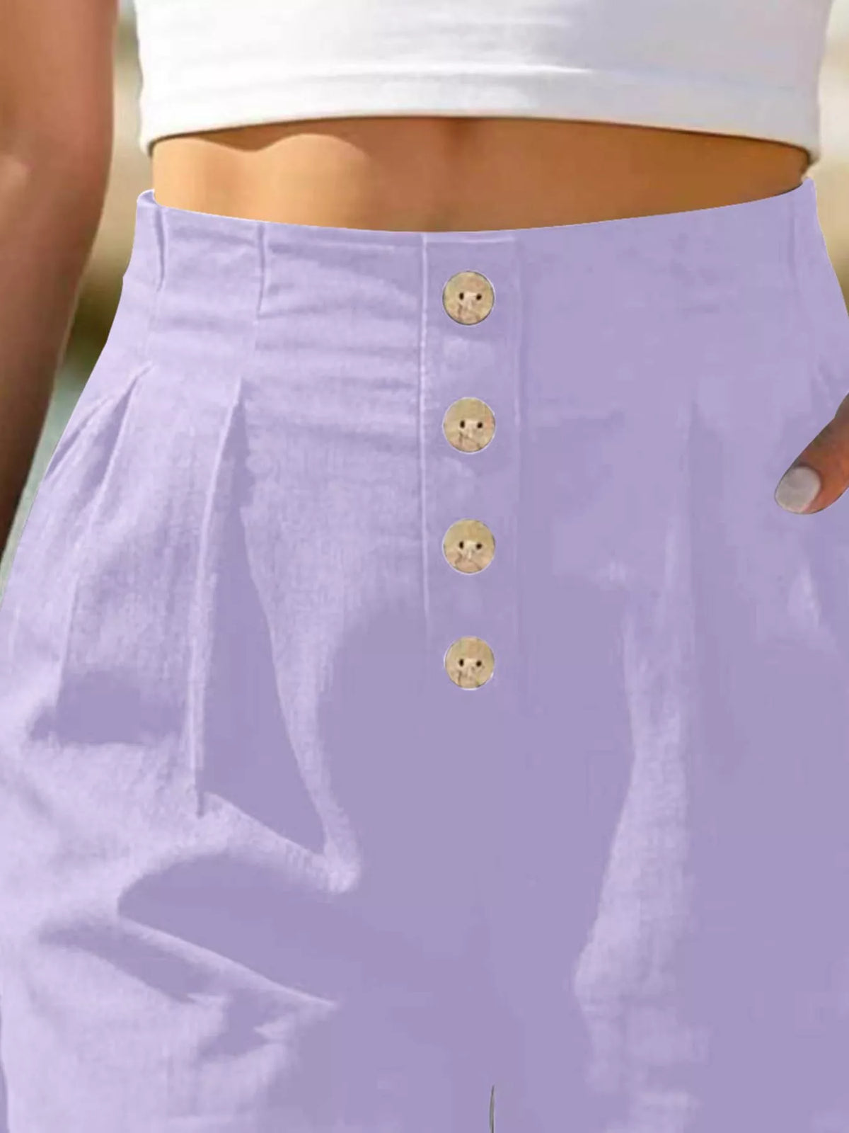 Trendsi Button Fly High Waist Shorts -