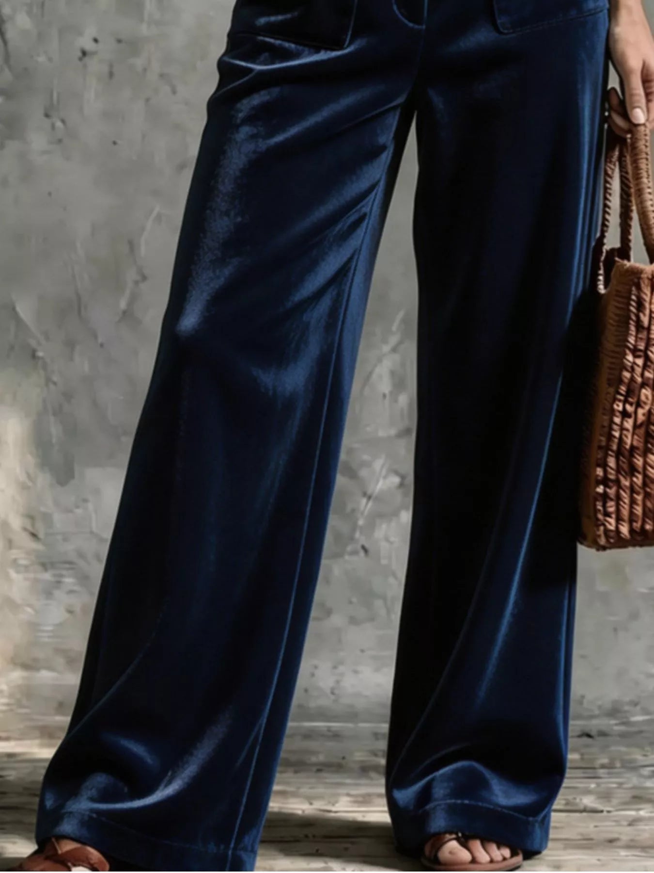 Trendsi Full Size Velvet Wide-Leg Pants Plus Size -
