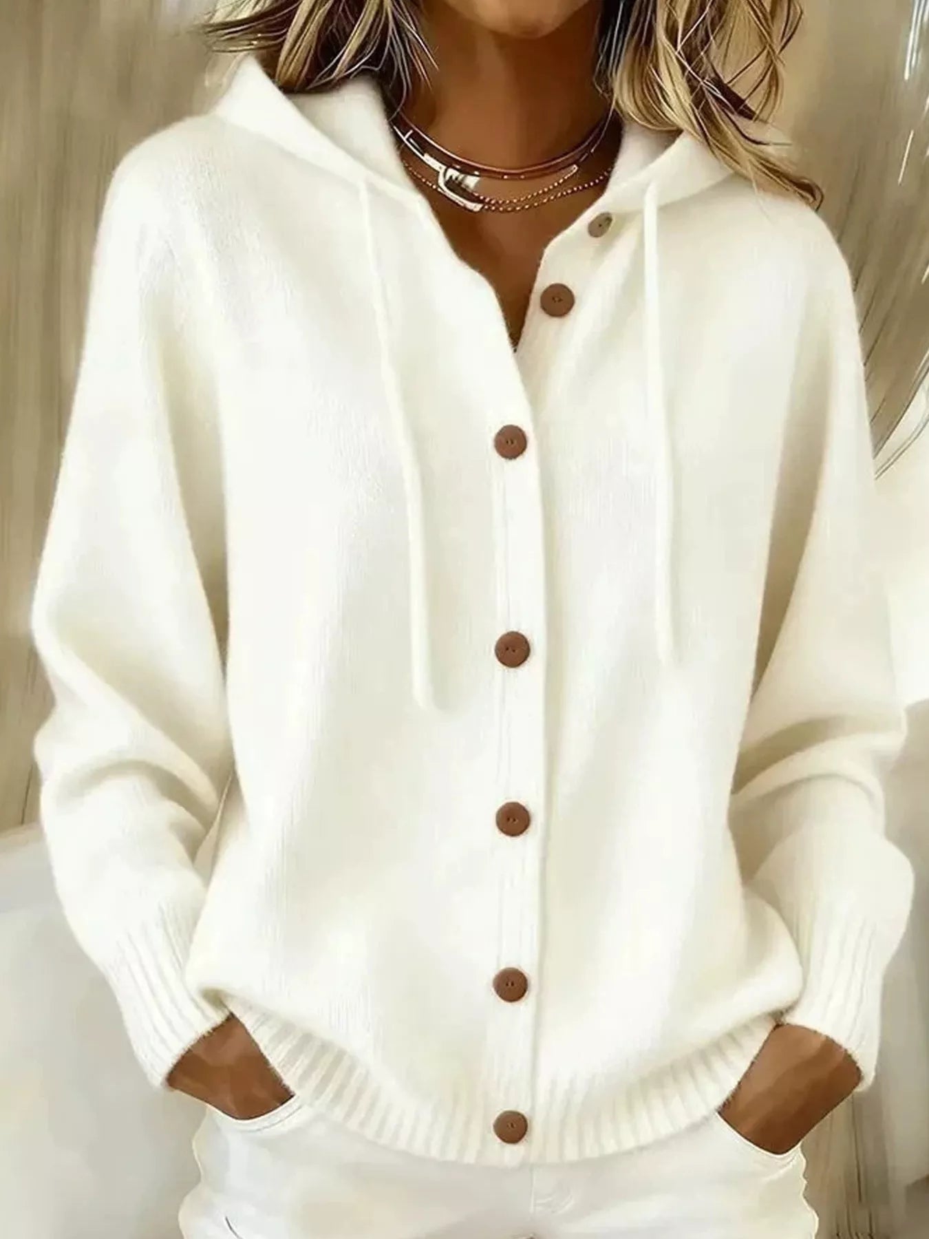 Trendsi Hooded Button-Up Cardigan -