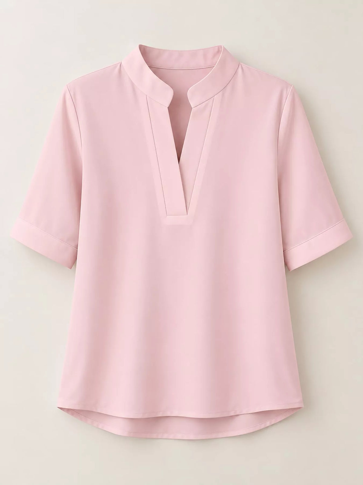 Notched-neck blouse, pink flat front