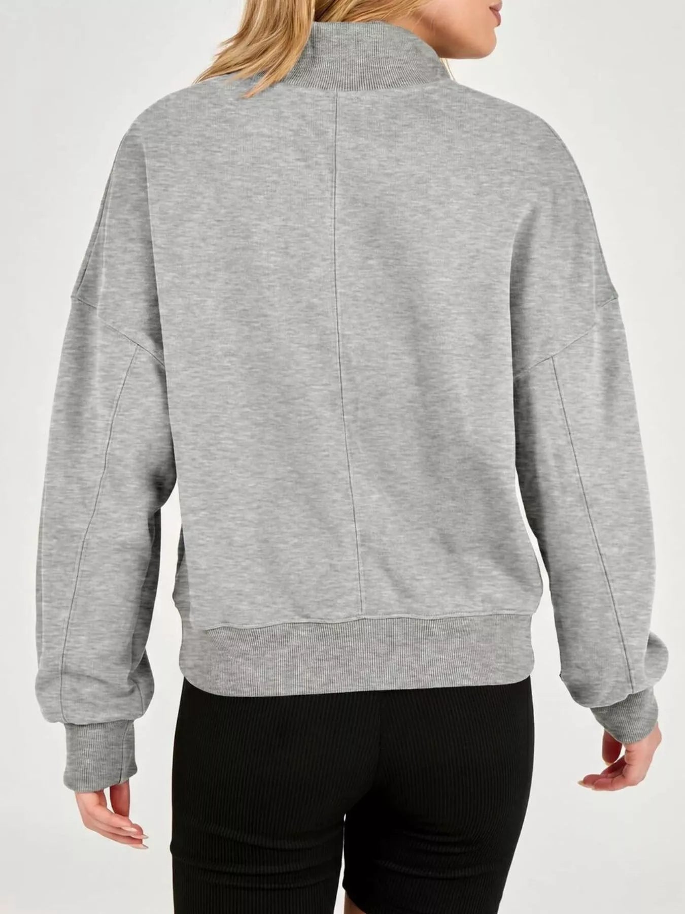 Trendsi Half Snap Dropped Shoulder Sweatshirt -