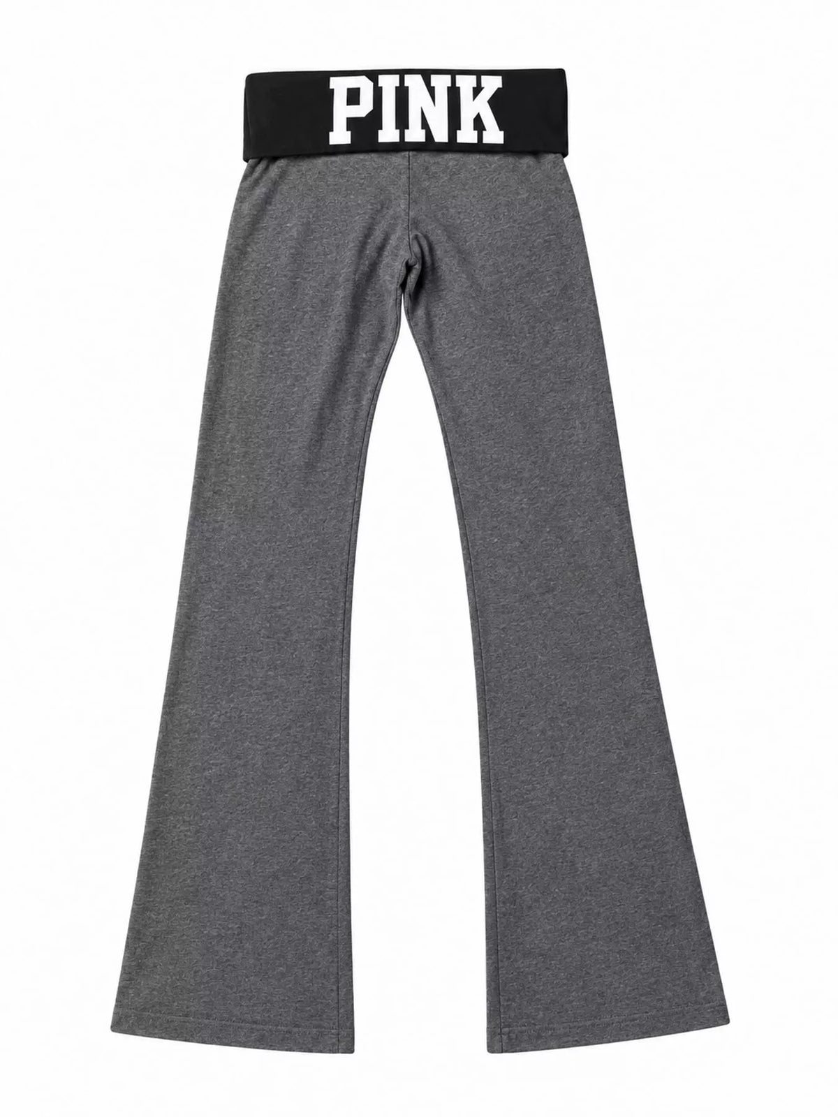 Black 2 fold-over waist flared pants