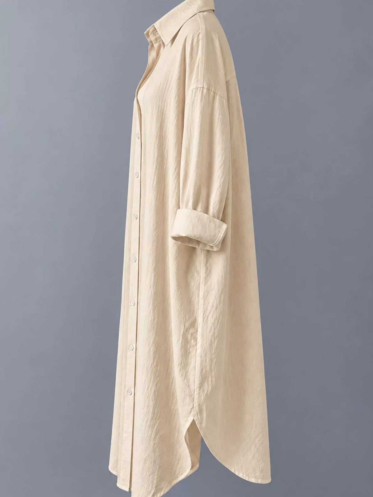 Collared long sleeve midi dress, product view