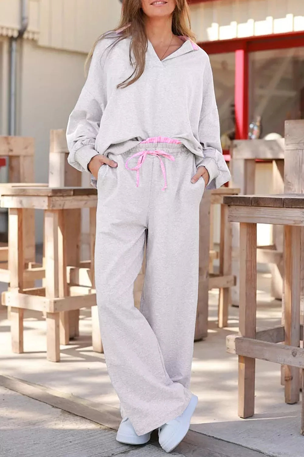 Trendsi Dropped Shoulder Sweatshirt and Drawstring Pants Set -