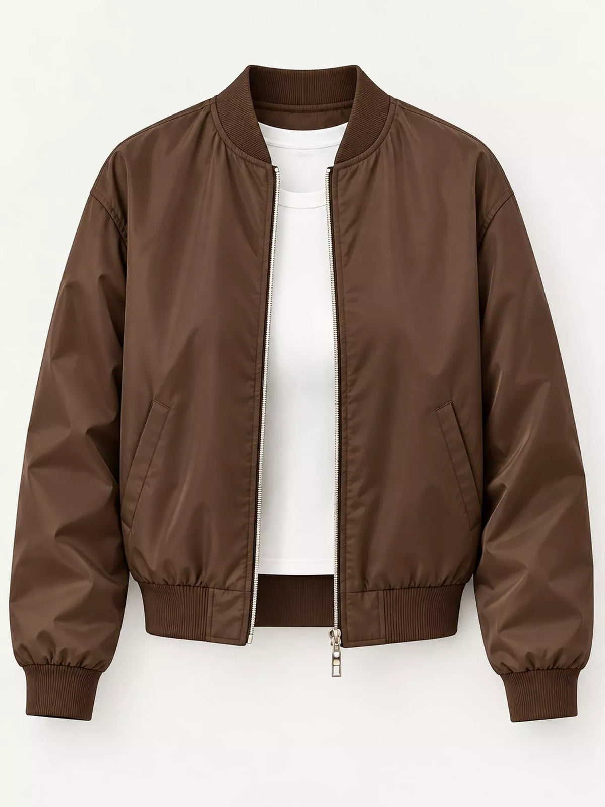 Green zip-up bomber jacket