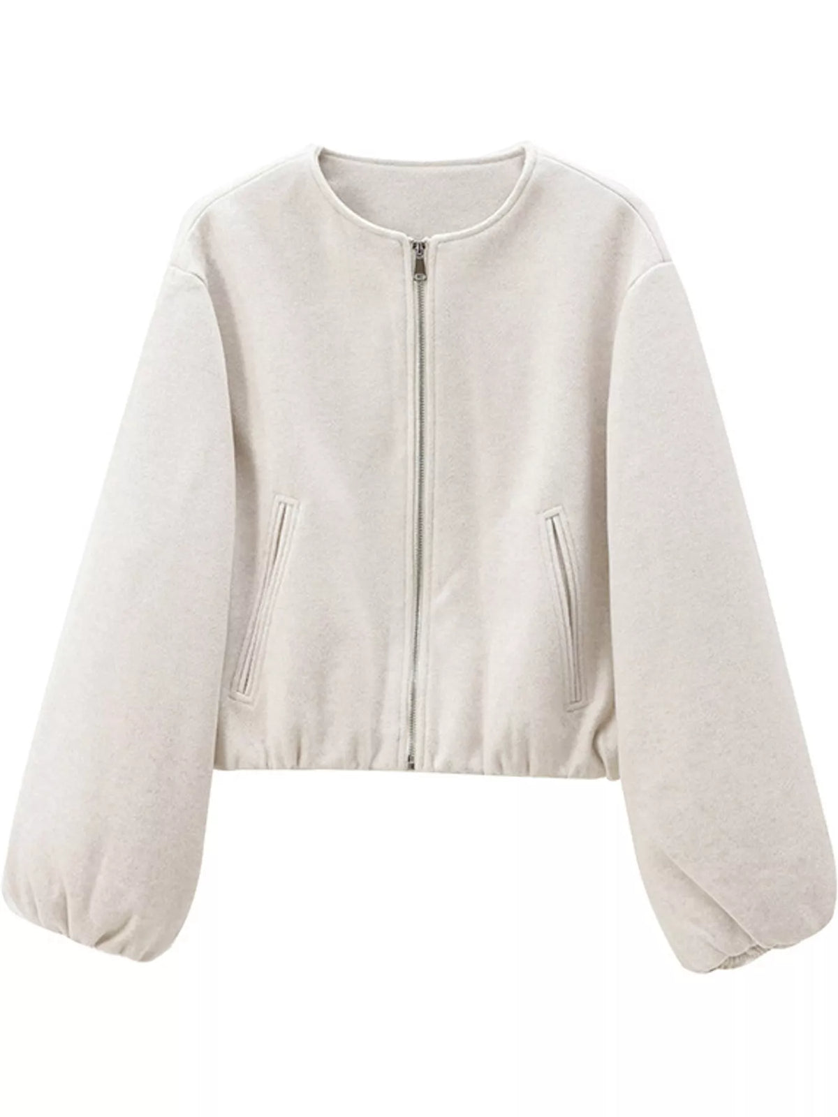Off White fleece zip-up cropped jacket