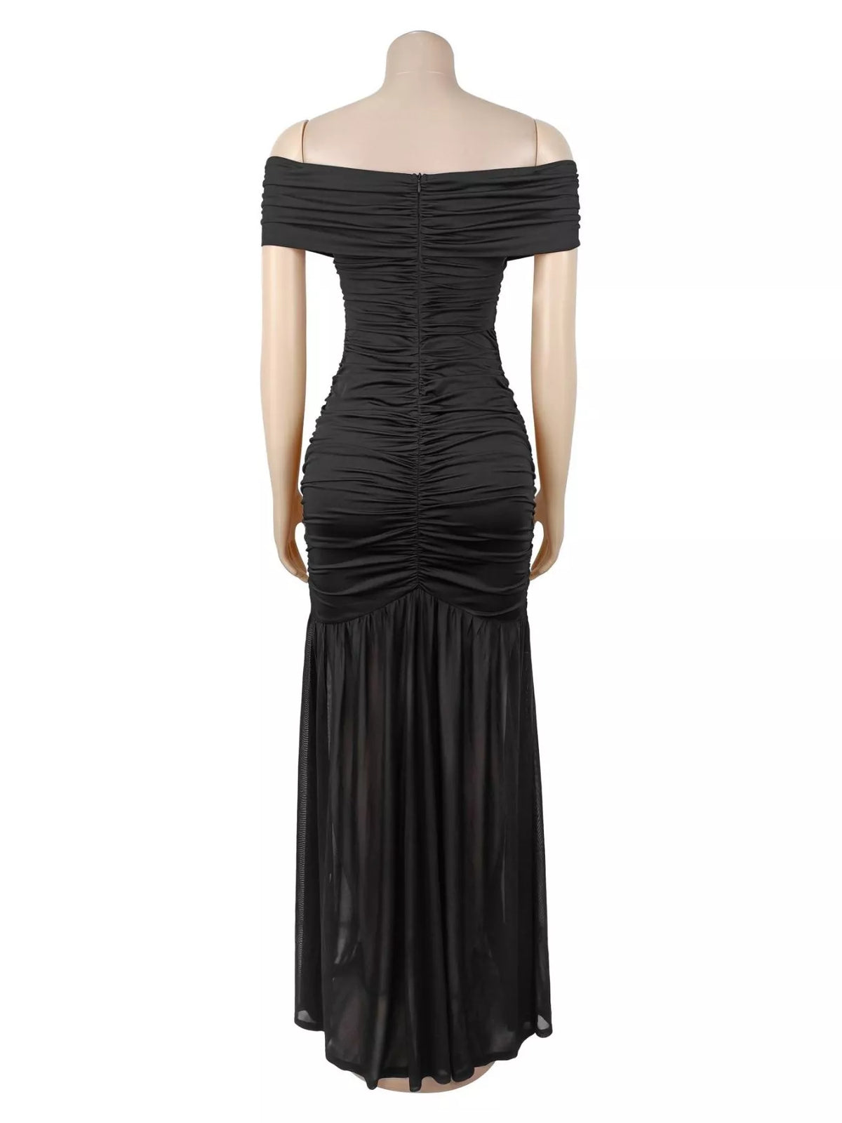 Trendsi Off-Shoulder Ruched Mermaid Maxi Dress -