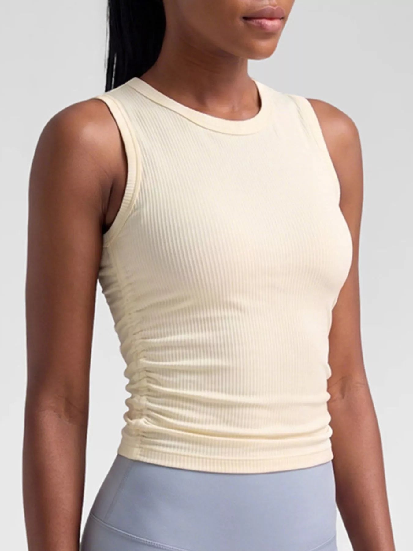 Trendsi Ribbed Ruched Active Tank -