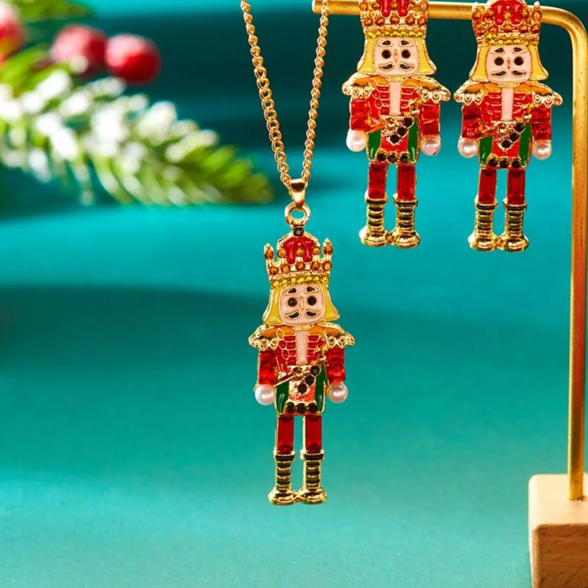 Trendsi Christmas 18K Gold-Plated Nutcracker Pendant Necklace -