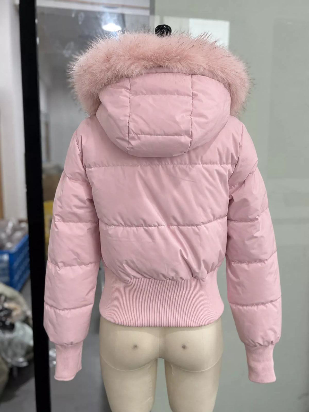 Faux Fur Hooded Puffer Jacket — back view