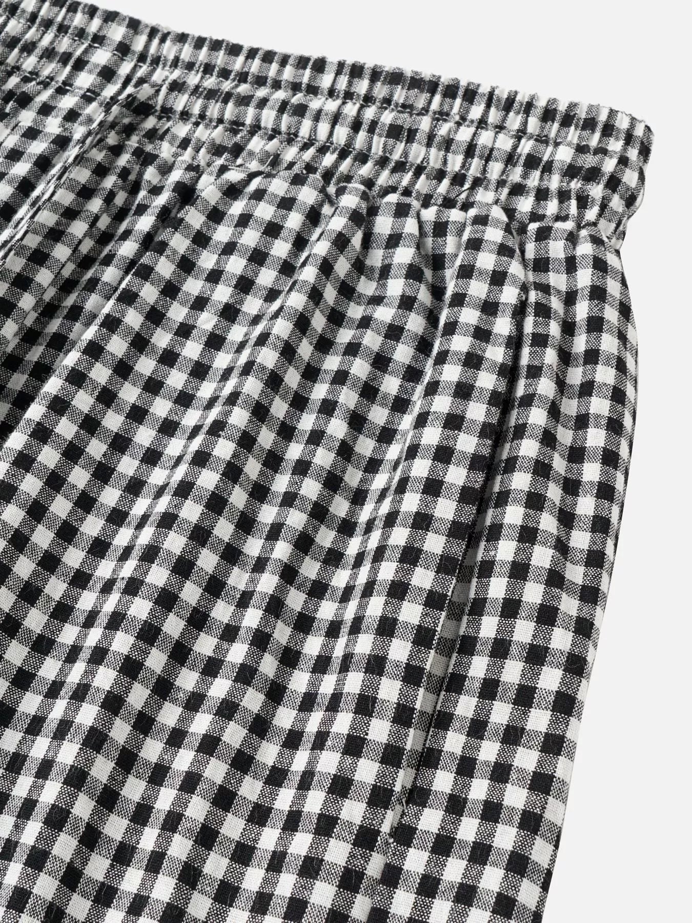Trendsi High-Waisted Gingham Wide-Leg Drawstring Pants -
