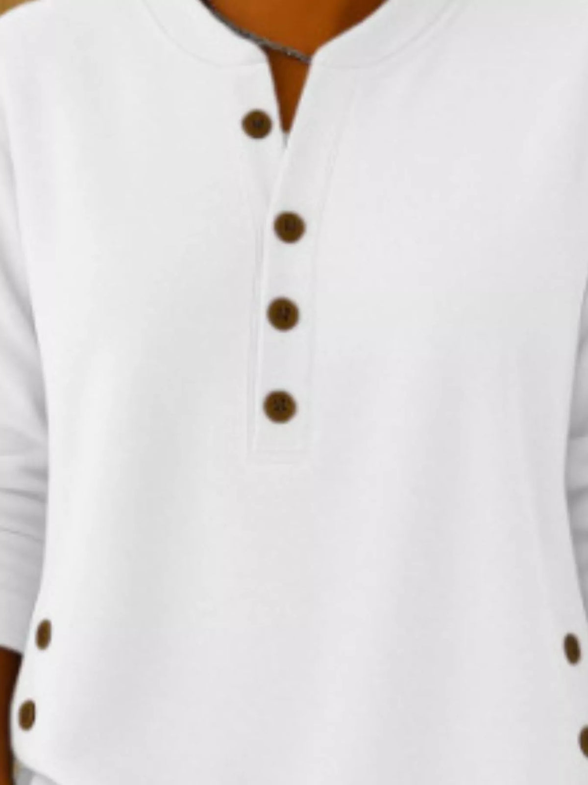 Women's Button Detail Corduroy Top in White, alternate view