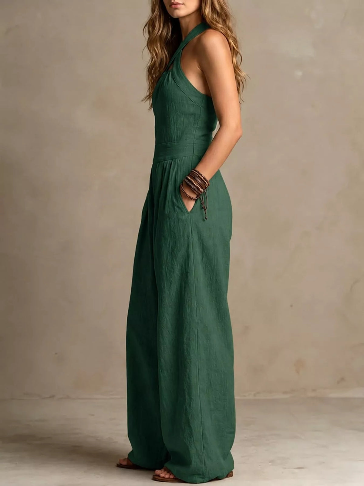 Wide-leg jumpsuit, green side
