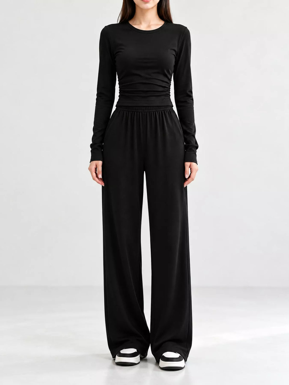 Wide-leg top and pants set