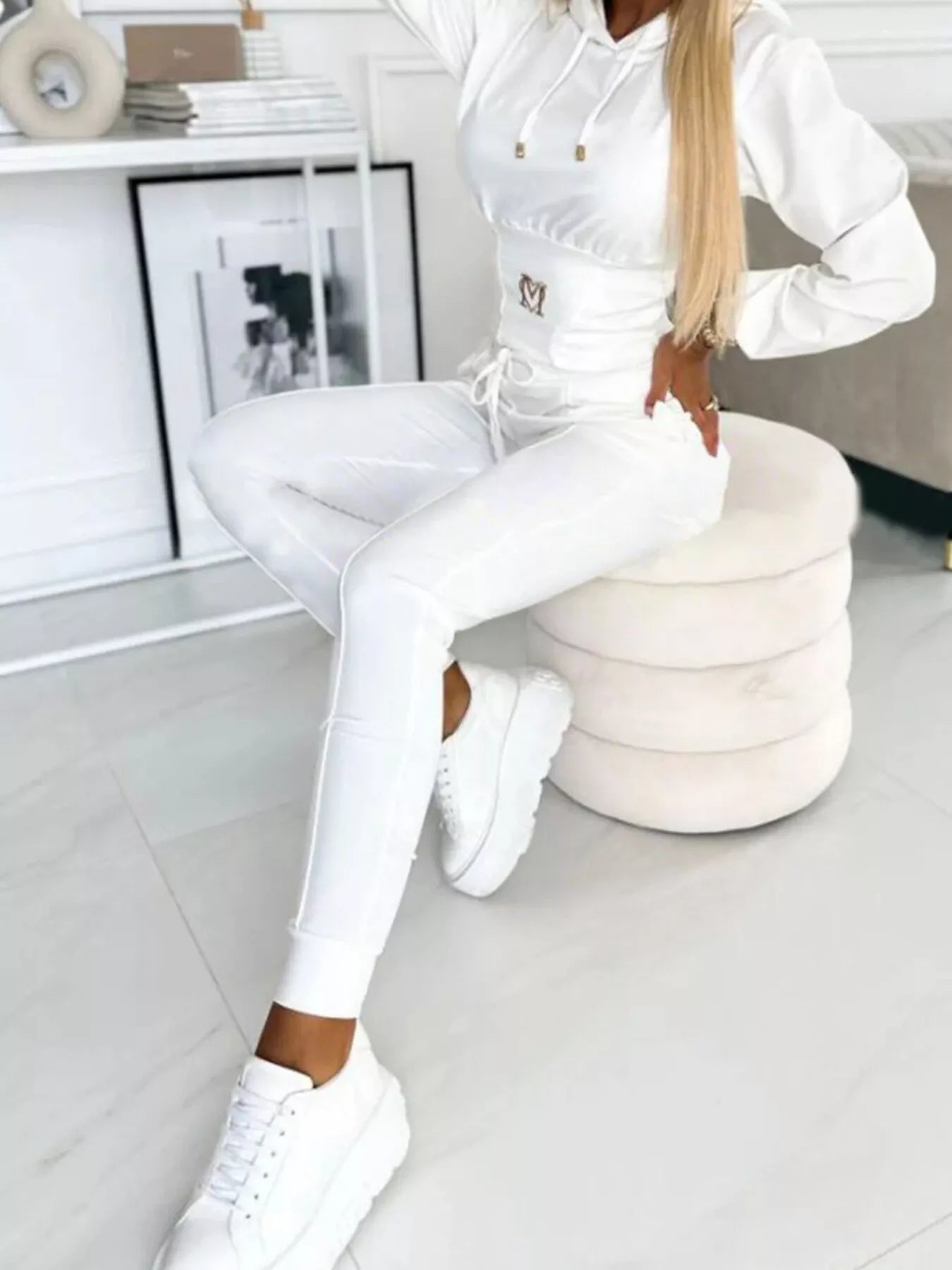 Trendsi Full Size Drawstring Cropped Hoodie and Pants Set Plus Size -
