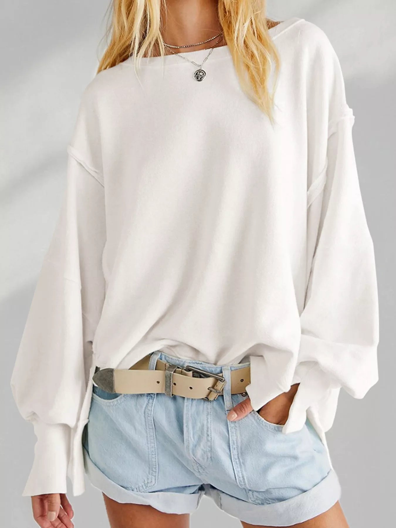 Trendsi Oversized Relaxed Fit Crew Neck Sweatshirt -