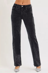 Trendsi RISEN Tummy Control Mid Rise Straight Leg Corduroy Pants -