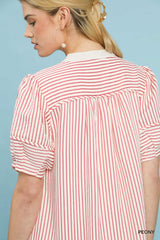 Trendsi Umgee Pinstripe Shift Dress with Contrast Trim -