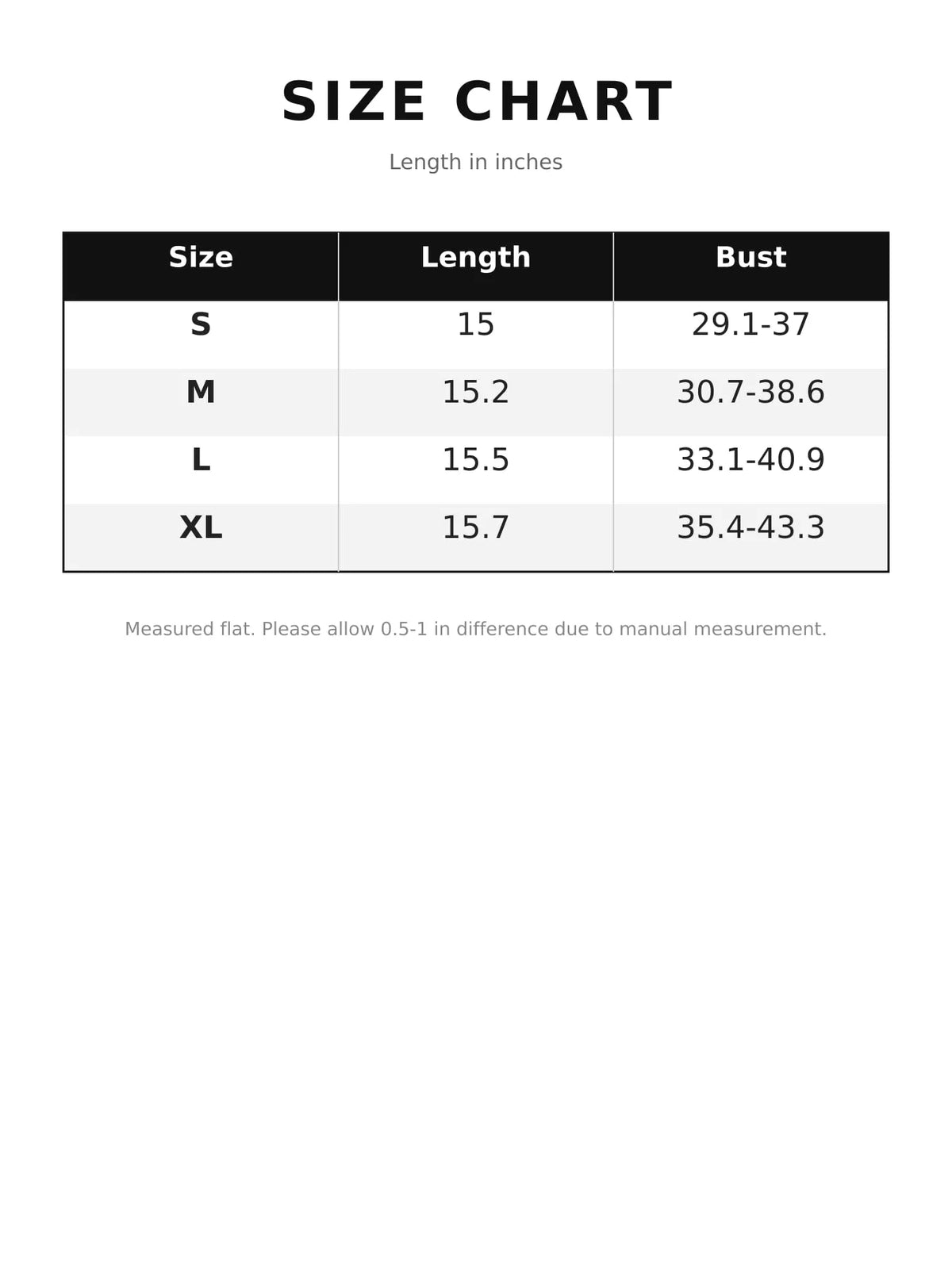 Size chart for women's animal print faux fur trim tube top