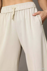 Trendsi Umgee Elastic Drawstring Waistband Wide Leg Pants -