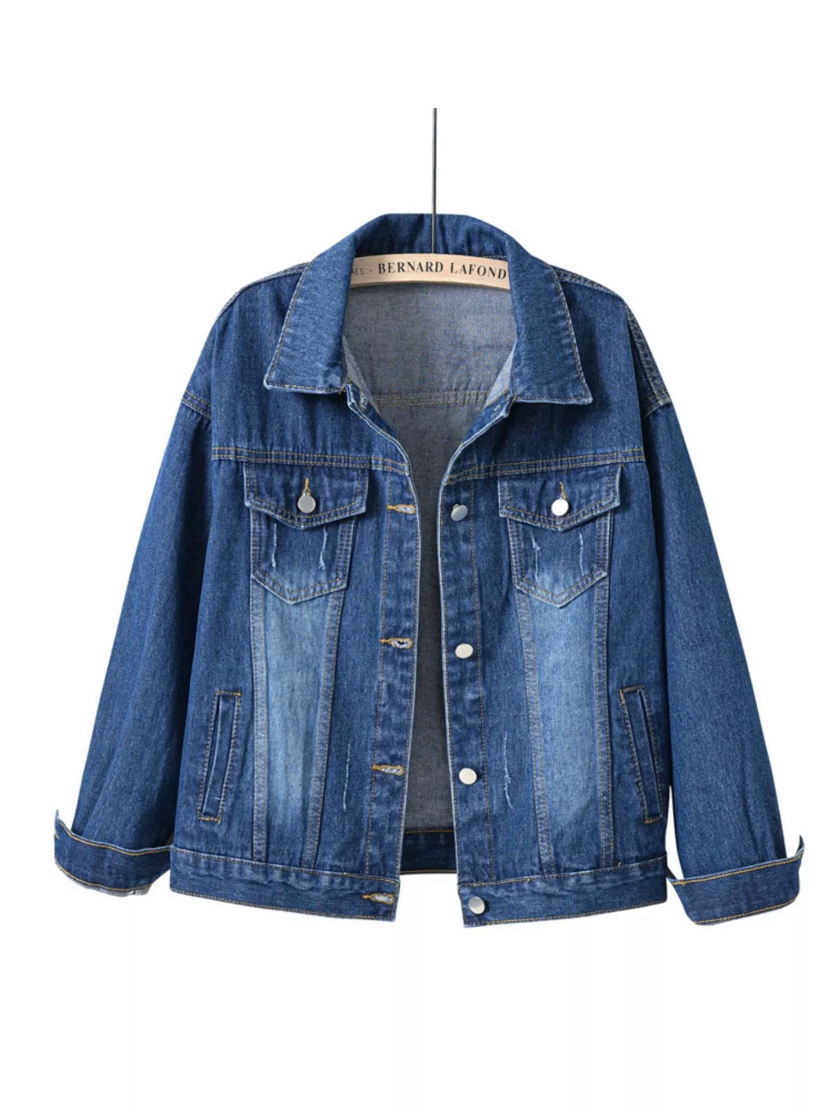Button-Down Classic Cropped Denim Jacket — garment front