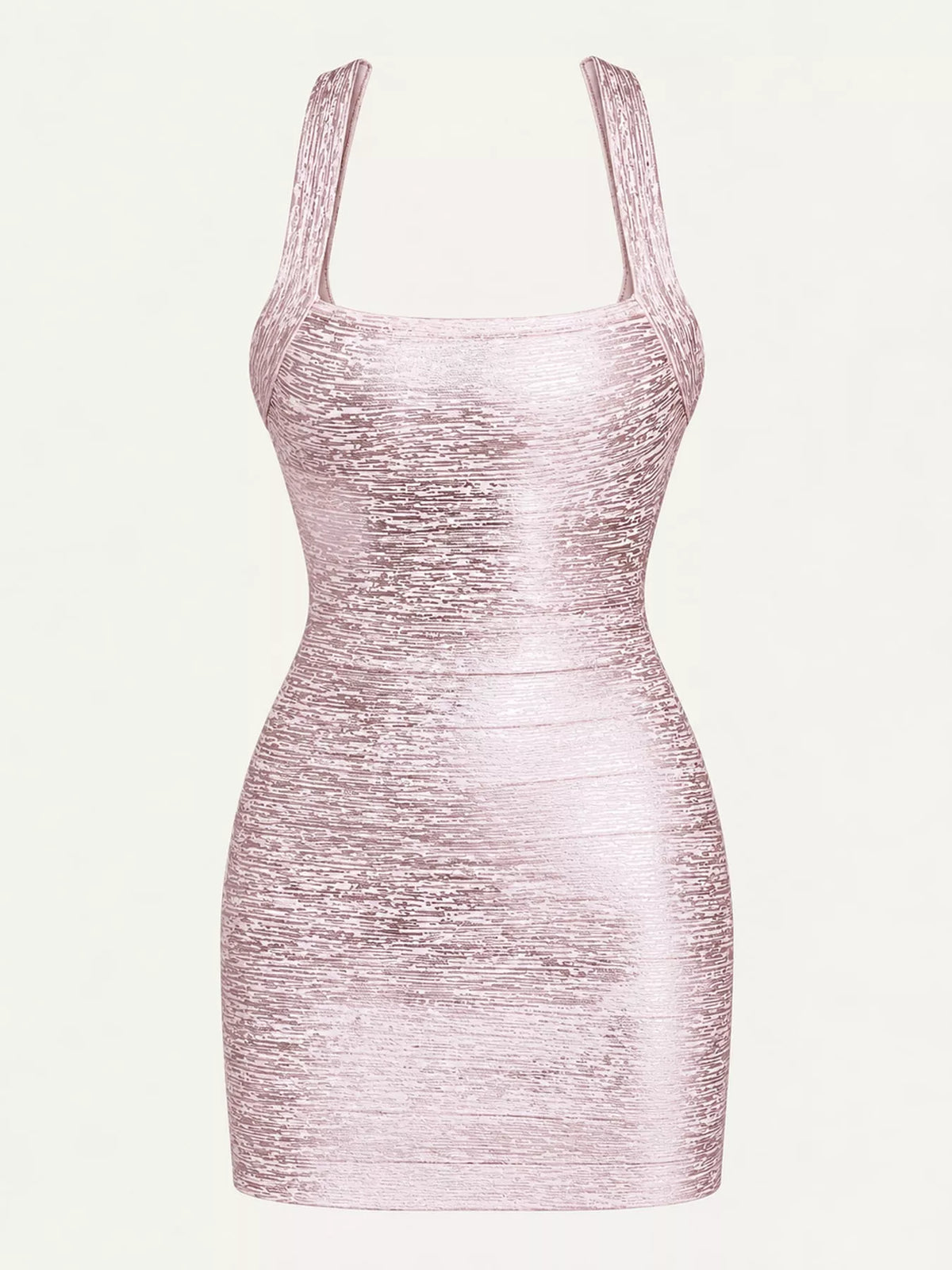Rose gold halter neck bodycon dress, front view