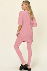 Trendsi Double Take Full Size Round Neck Dropped Shoulder T-Shirt and Leggings Set -