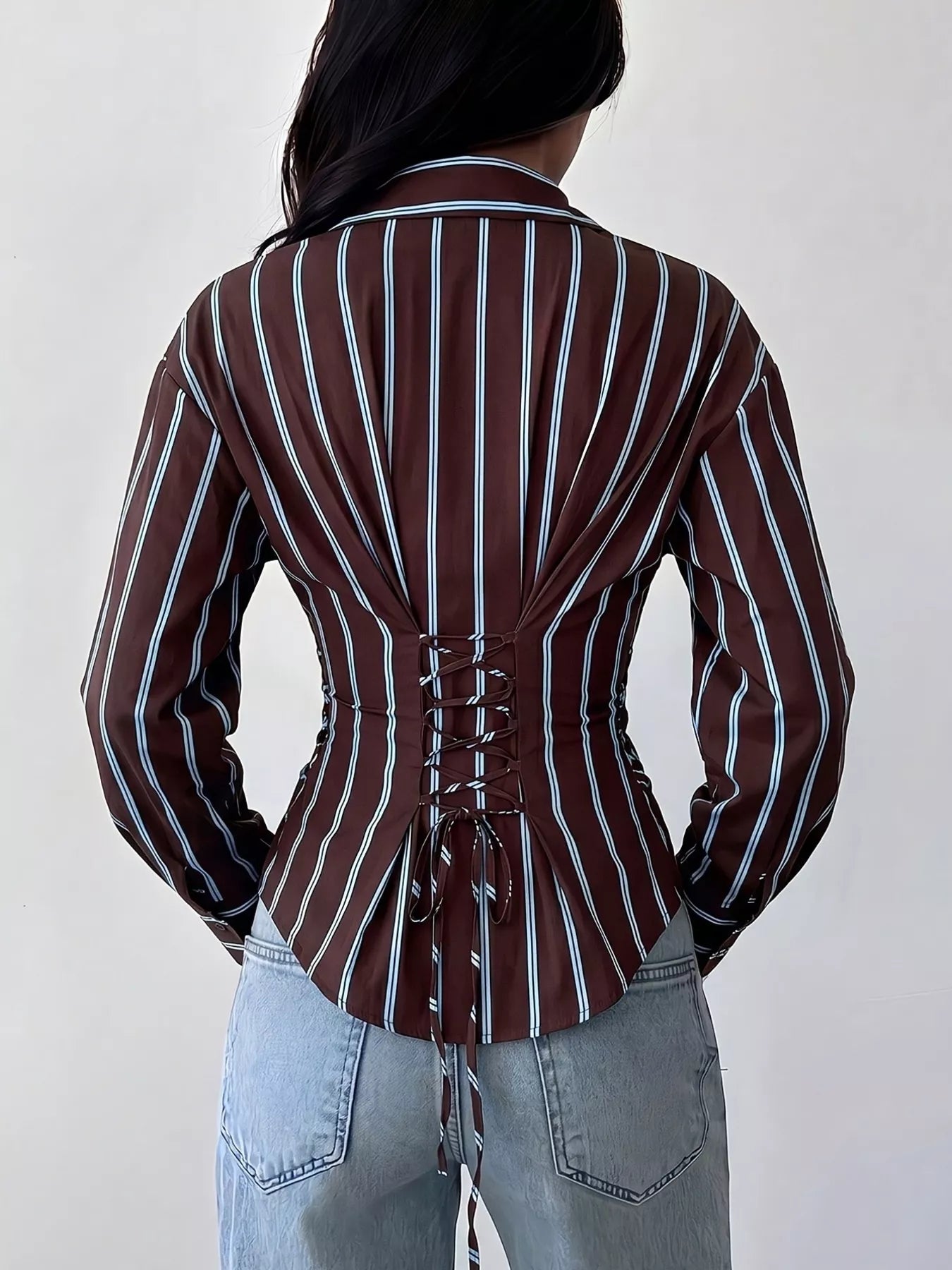 Trendsi Striped Button-Down Slim-Fit Shirt -