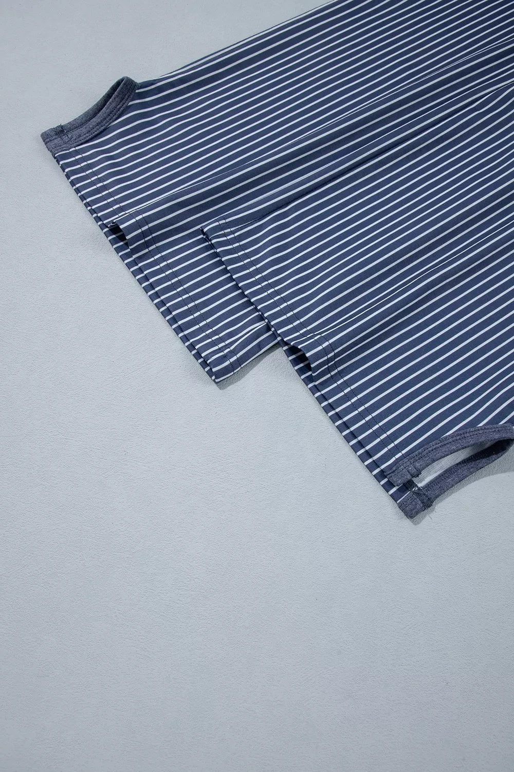 Top and drawstring pants set, striped pants hem
