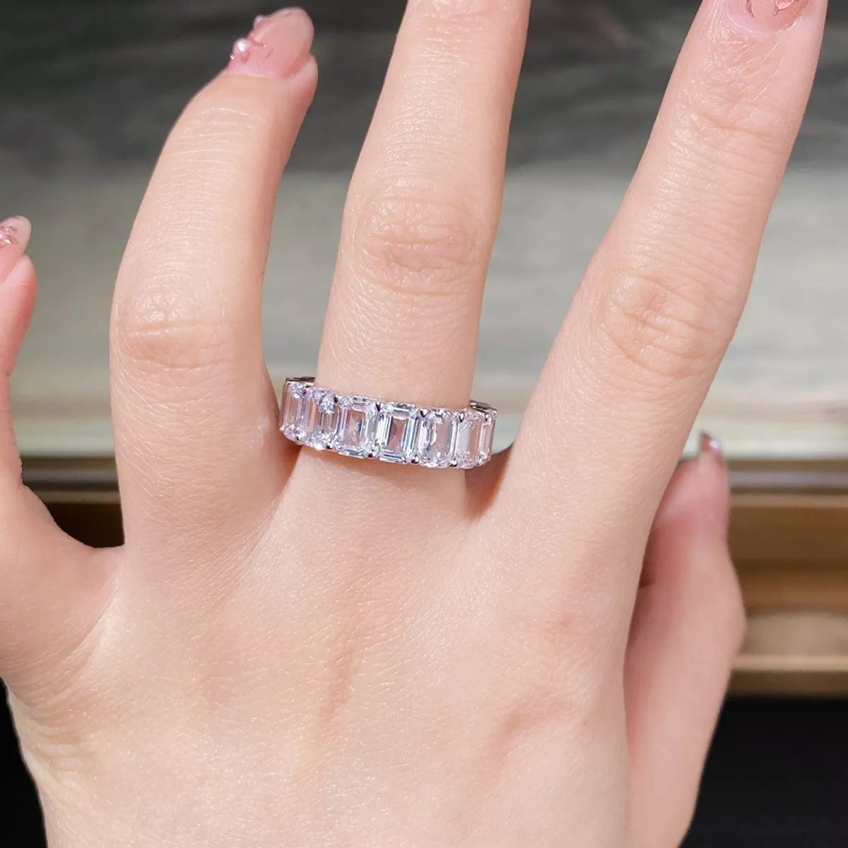 Trendsi 925 Sterling Silver Zircon Geometric Ring -