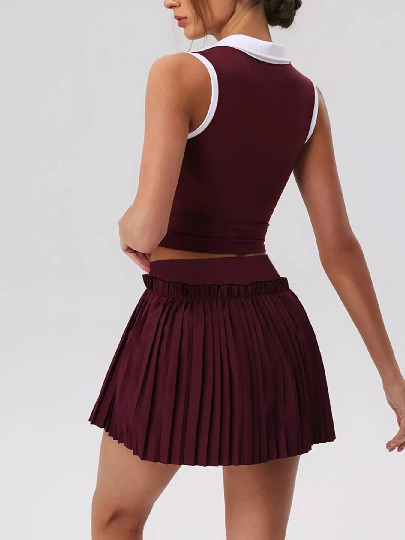 Trendsi Sleeveless Top and Pleated Skirt Active Set -
