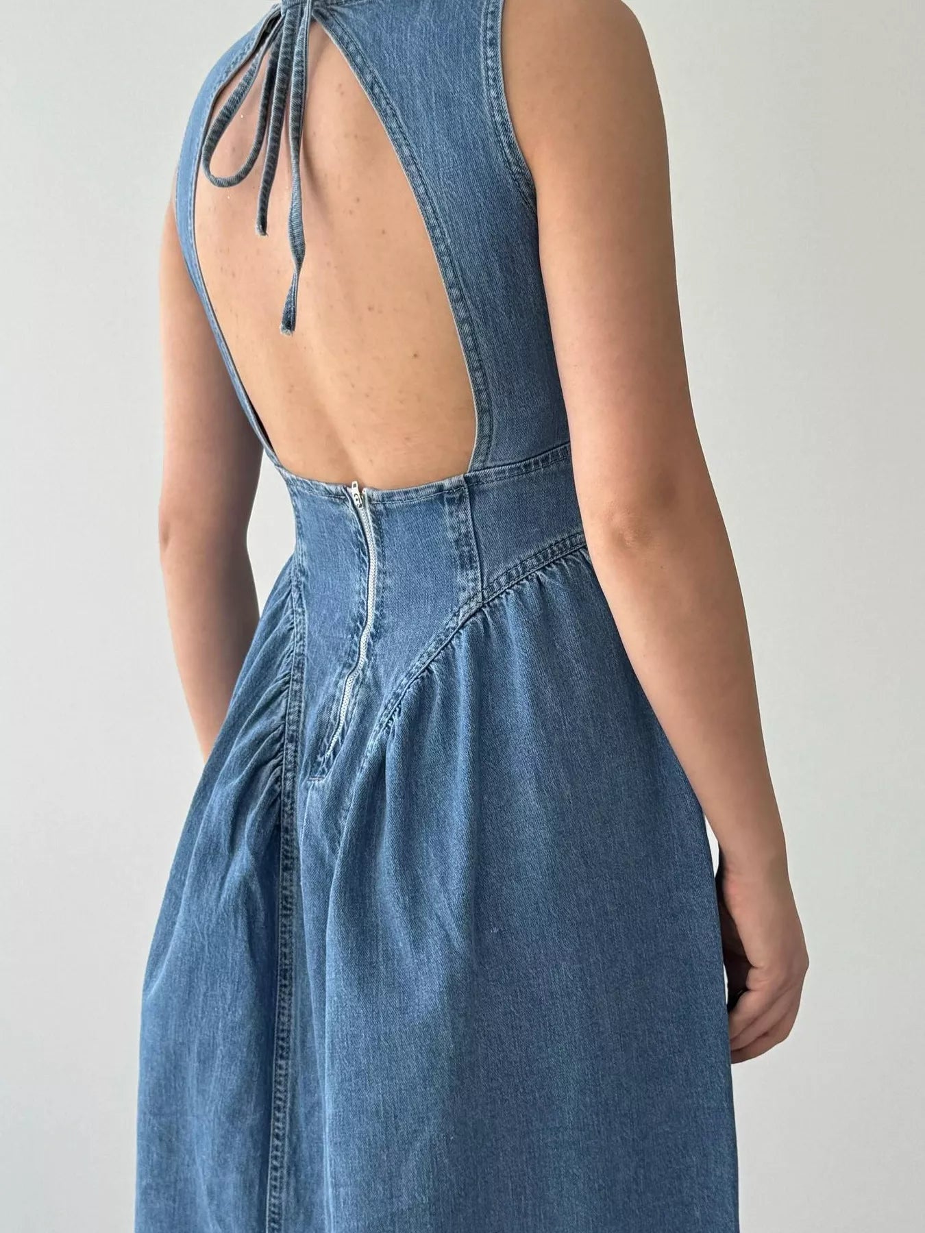 Trendsi Sleeveless A-Line Denim Midi Dress -