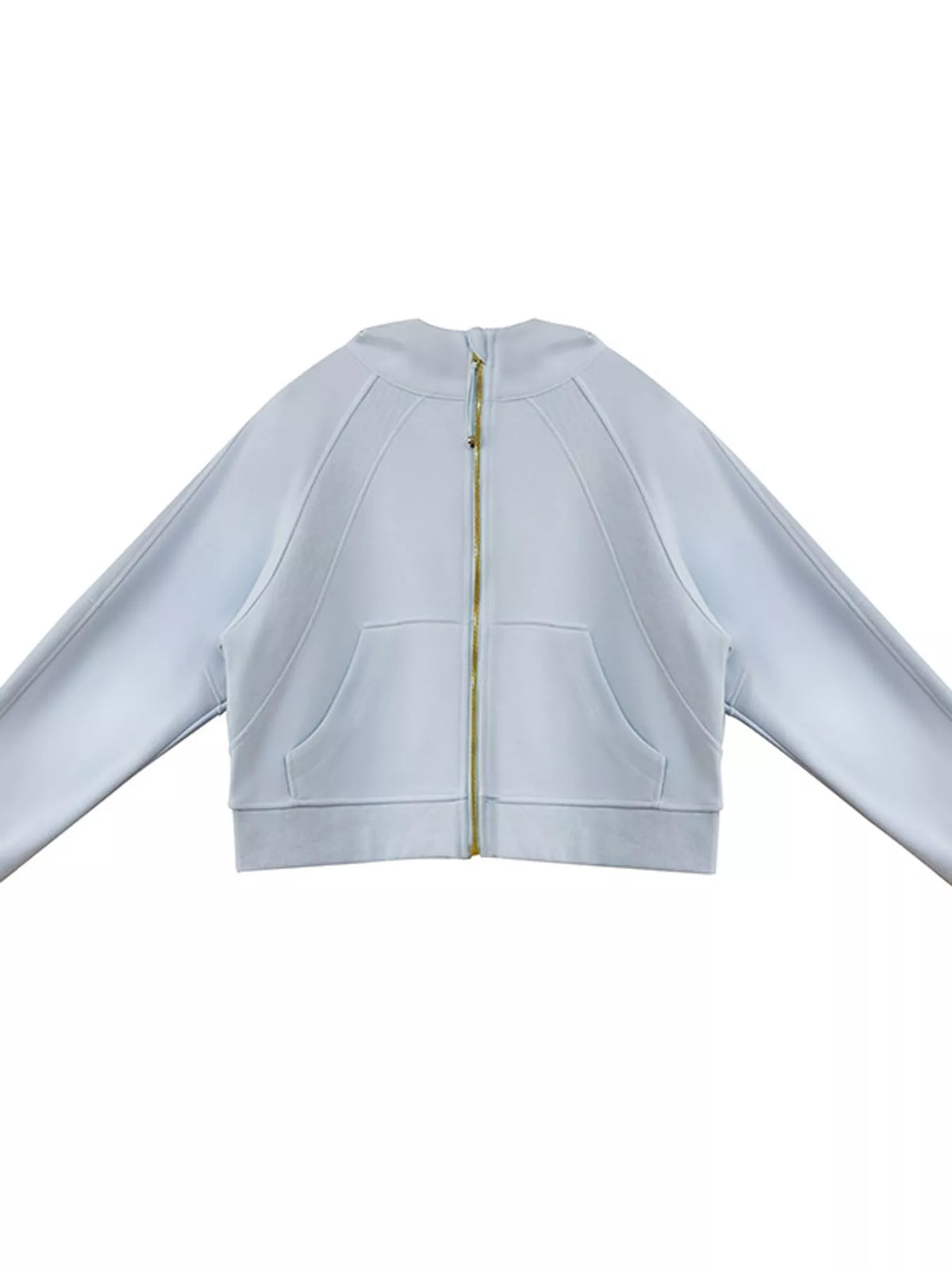 Women's Zip Up Raglan Sleeve Hoodie in light blue — flat lay view