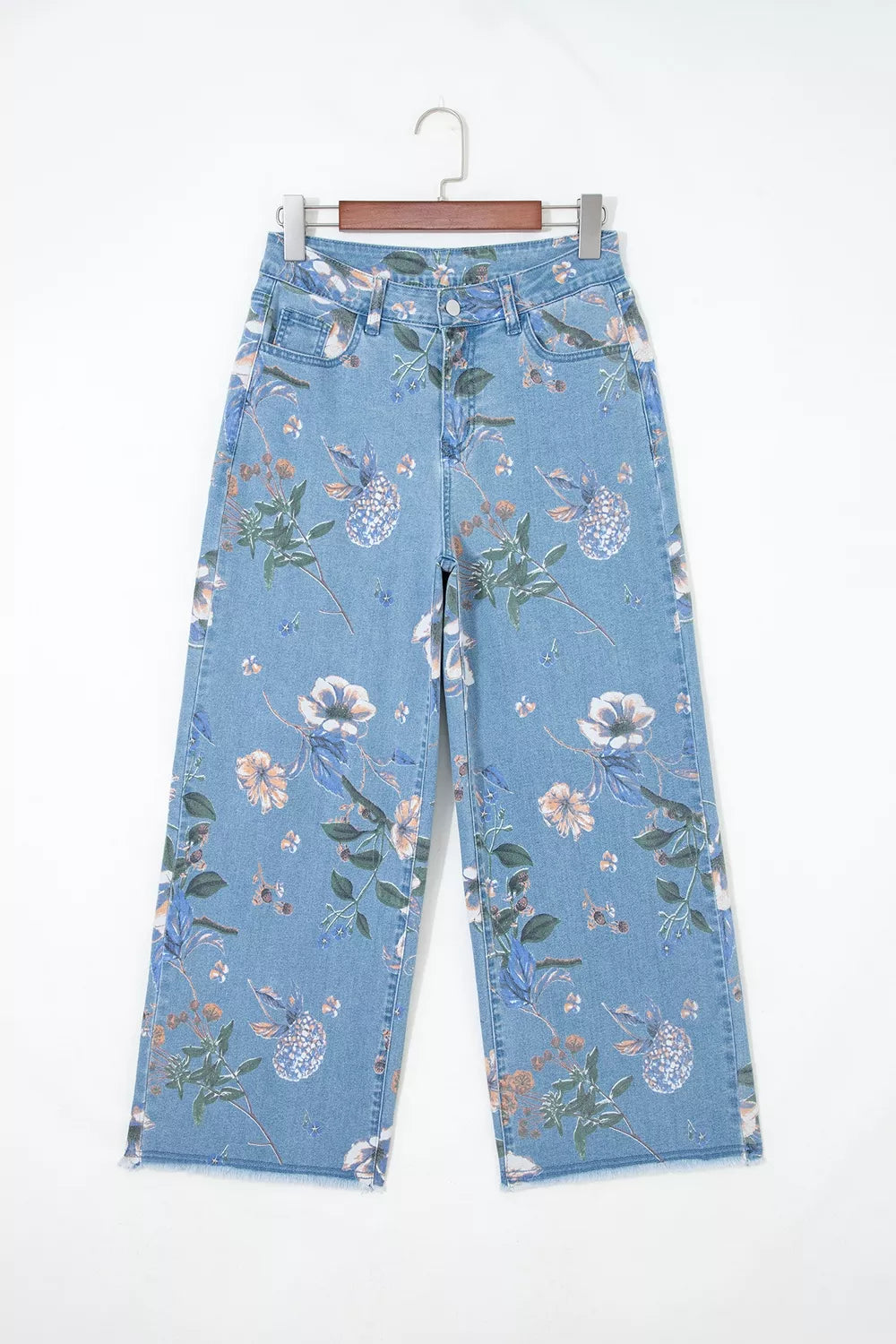Trendsi Floral Print Wide-Leg Jeans -