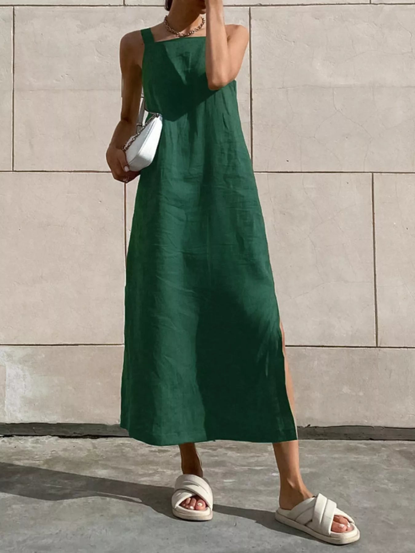 Trendsi Side Slit Sleeveless Midi Dress -