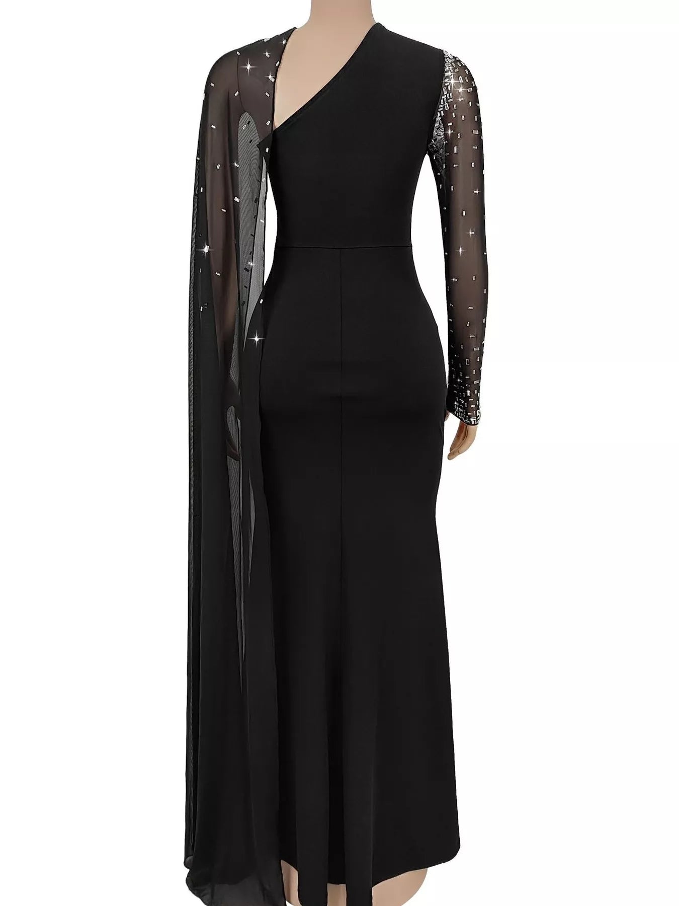 Trendsi Rhinestone Embellished Cape Maxi Dress -