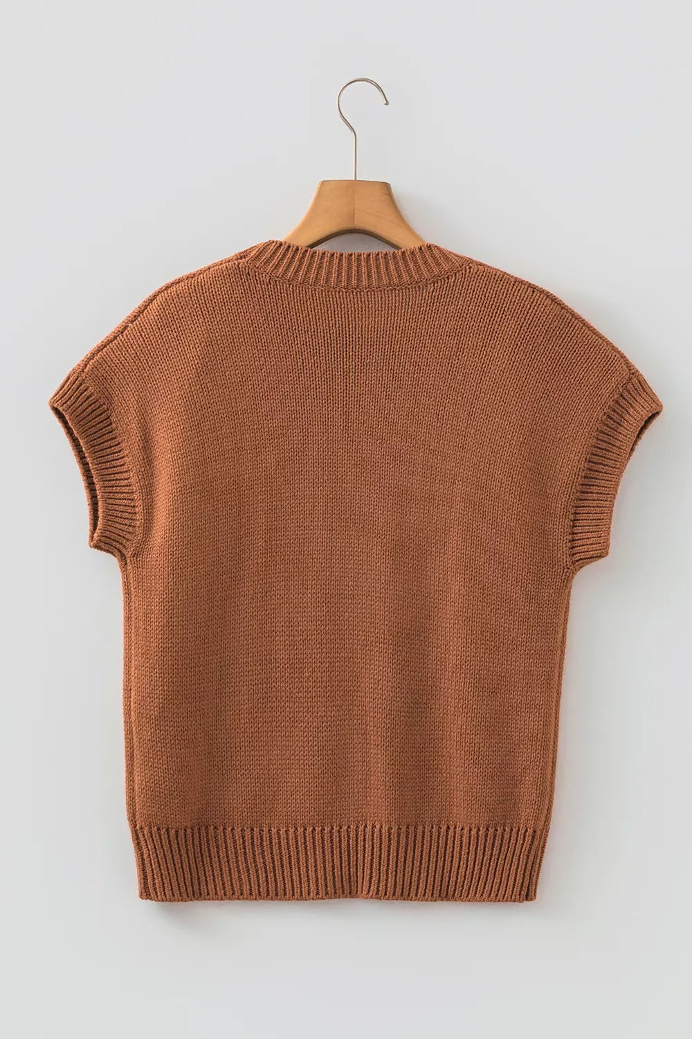 Trendsi Western Horseshoe Pattern Short Sleeve Knit Sweater -